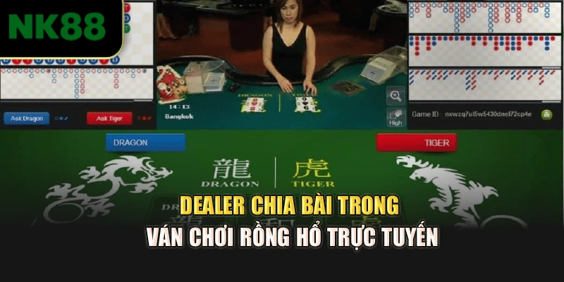 Dealer chia bài trong ván chơi Rồng Hổ trực tuyến